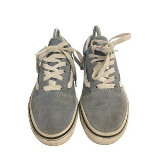 Vans Old Skool kids size 4 Gray White Low-Top Suede Canvas Skate Shoes Sneakers